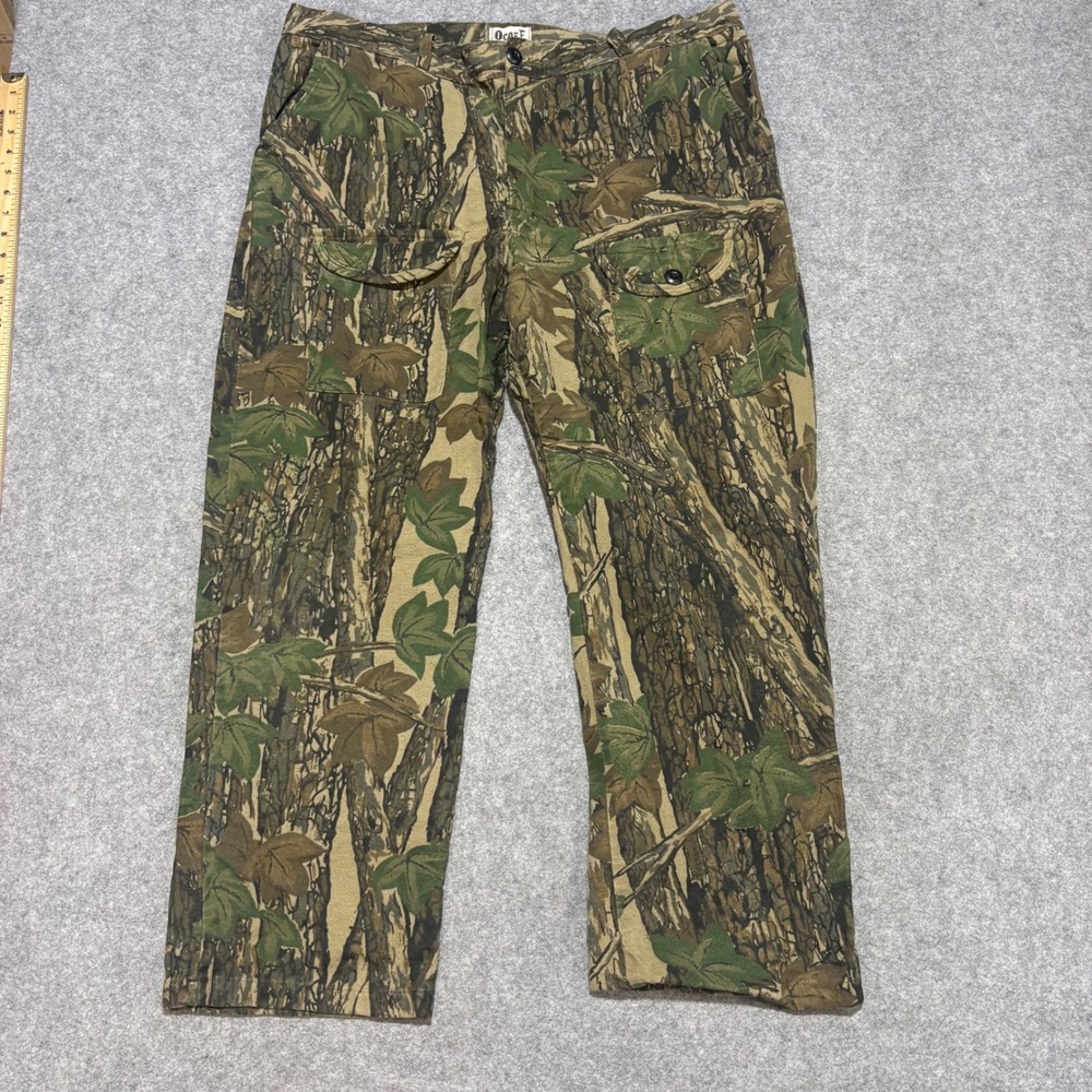 Ocoee Activewear Mens Camouflage Cargo Pants Tree Leaf Print Cotton Size 38x27.5